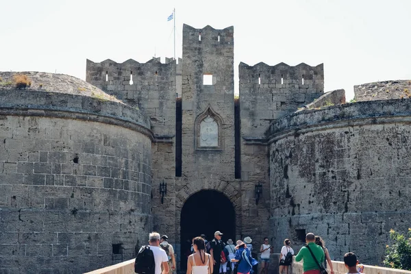 Rhodes Greece Circa June 2018 Medieval Castle Walls Palace Grand — Stock Photo, Image