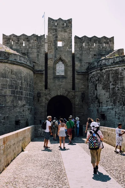 Rhodes Greece Circa June 2018 Medieval Castle Walls Palace Grand — Stock Photo, Image