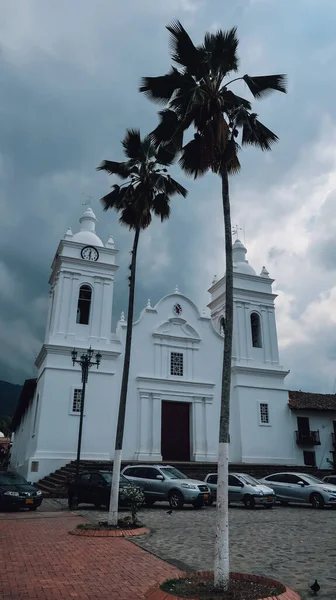 Guaduas Colombia Circa February 2020 Білий Фасад Кафедрального Собору Сан — стокове фото