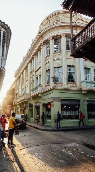 Cartagena Κολομβια Circa Φεβρουαριοσ 2020 Πολύχρωμα Κτίρια Παραδοσιακά Μπαλκόνια Και — Φωτογραφία Αρχείου