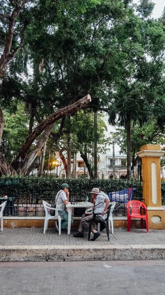 Cartagena Colombia Circa February 2020 Чоловіки Грають Шахи Парку Старому — стокове фото