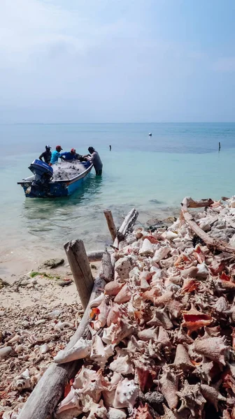 Rincon Del Mar Colombia Circa Febrero 2020 Hombres Barco Pesca — Foto de Stock