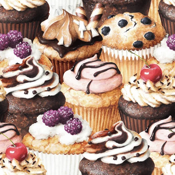 Sketch of muffins by markers drawing Beautiful and delicious pastries Cake pattern