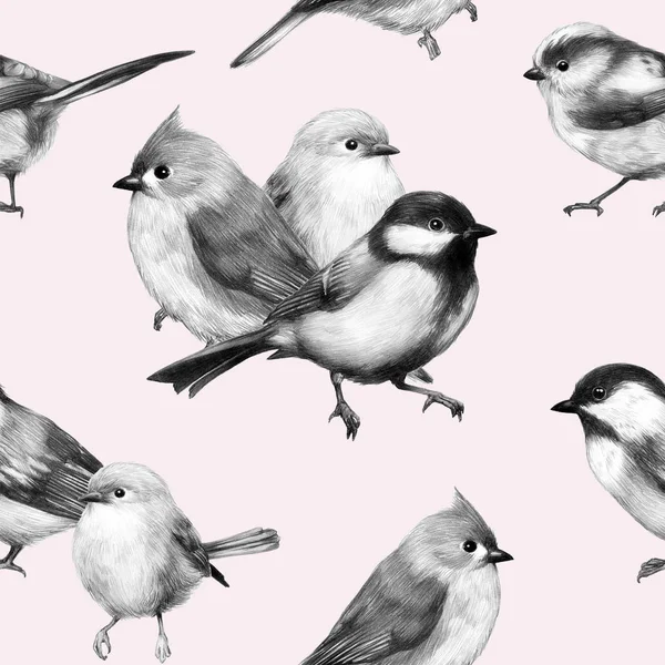 sketch of a bird graphics cute little bird pencil drawing print illustration groups of birds pattern 4
