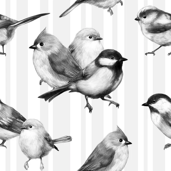 sketch of a bird graphics cute little bird pencil drawing print illustration groups of birds pattern 2