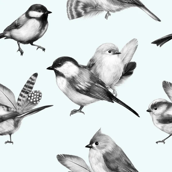 sketch of a bird graphics cute little bird pencil drawing print illustration groups of birds with feathers pattern 4