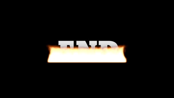 Ostatnie Słowo Filmu Spalanie Płomieniach Animacja — Wideo stockowe