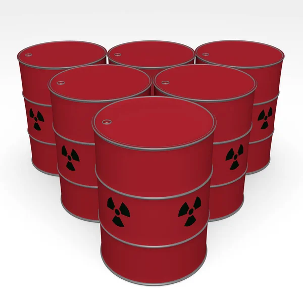 红色桶放射性废物 — 图库照片