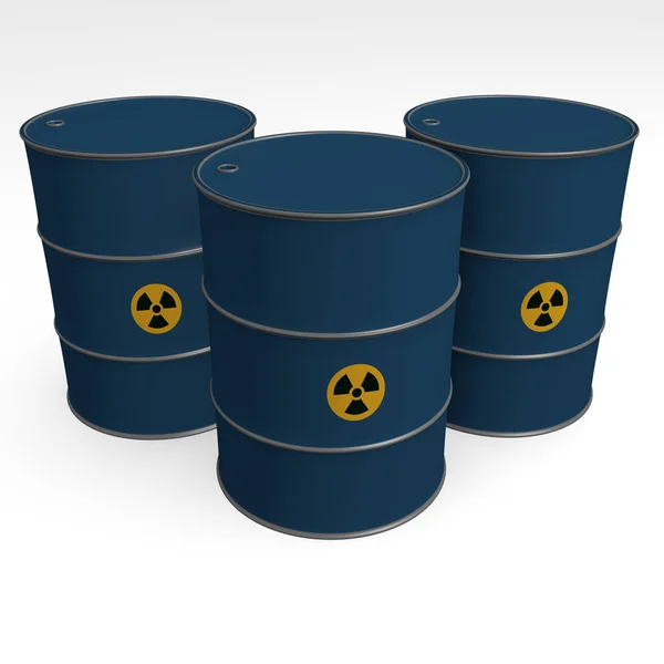 蓝色桶放射性废料 — 图库照片