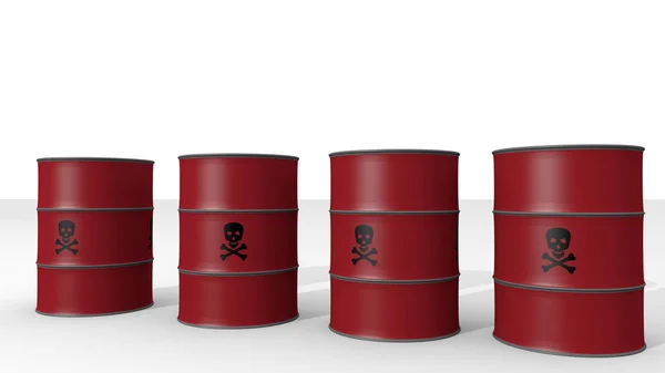 Rote Fässer Mit Toxischen Produkten Illustration — Stockfoto