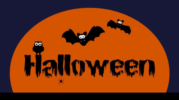 Une Animation Halloween Avec Hibou Chauve Souris Araignée Animation — Video