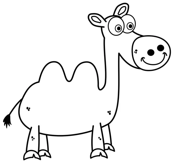Black White Camel Standing Smiling Colouring — Stock Vector