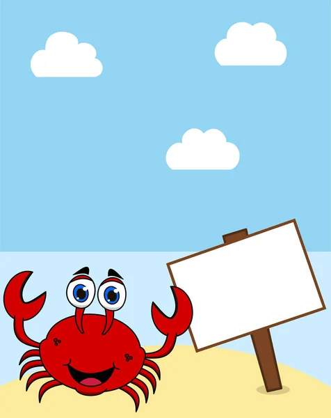 Crab Desert Island Blue Sun Display Panel — Stock Vector