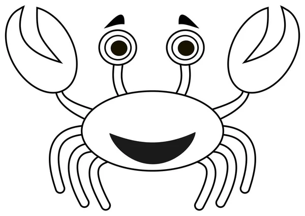 Smiling Crab Black White Colouring — Stock Vector