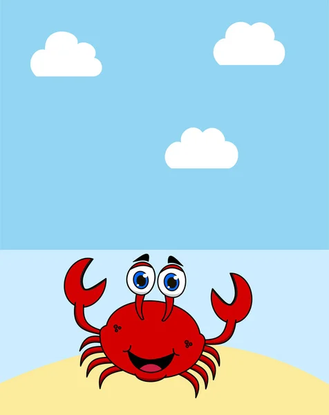 Crab Desert Island Blue Sun — Stock Vector