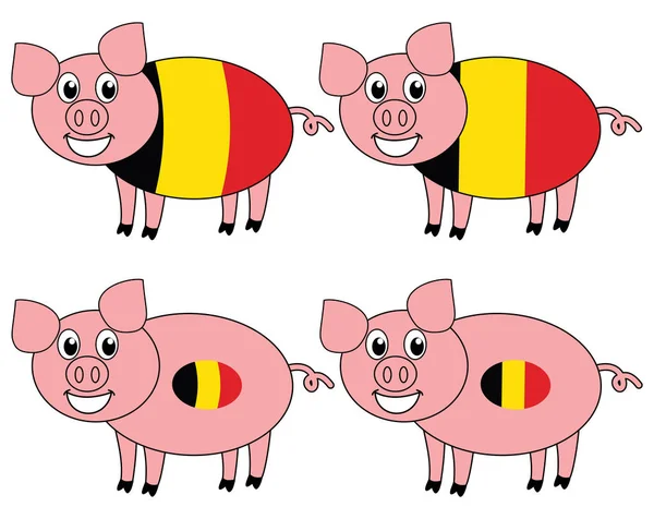 Ein Lächelndes Und Glückliches Schwein Das Belgien Aufgezogen Wurde — Stockvektor