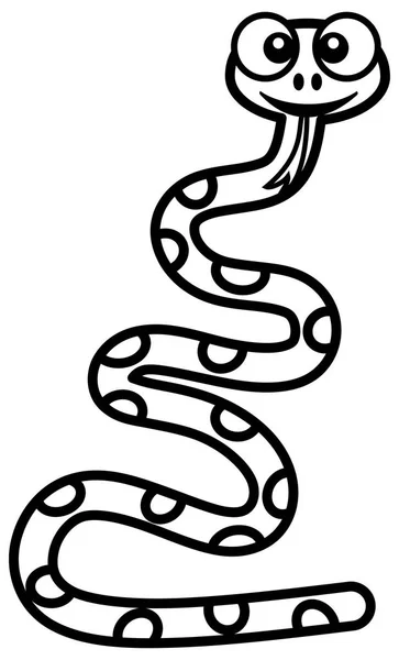 Serpente Sorridente Divertente Che Balla Bianco Nero Colorare — Vettoriale Stock