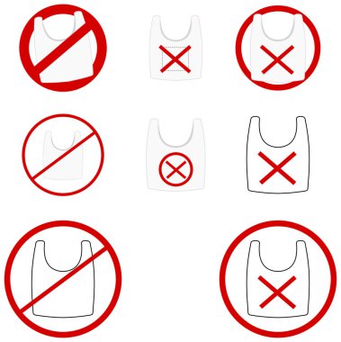 Plastik torba ile görüntü ve simgeler seti