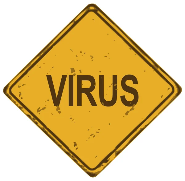 Signe Avertissement Virus Sur Couleur Jaune — Image vectorielle