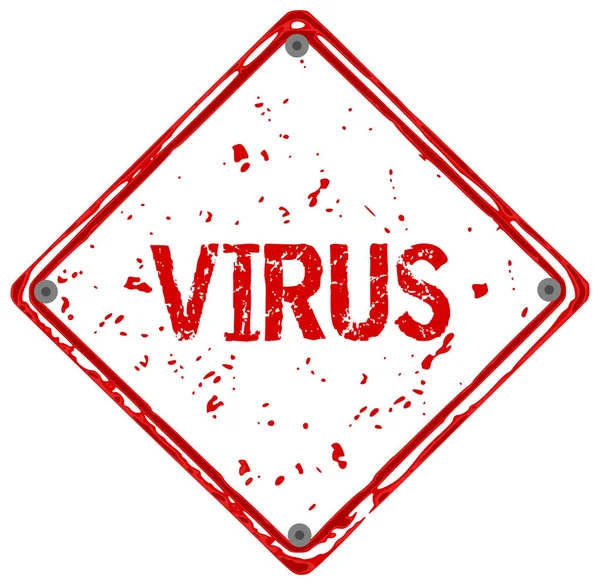 Signe Avertissement Virus Couleur Rouge Sanglante — Image vectorielle