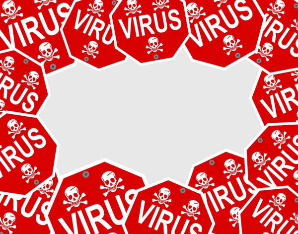 Virový Vzor Nebezpečným Znakem Lebkou — Stockový vektor