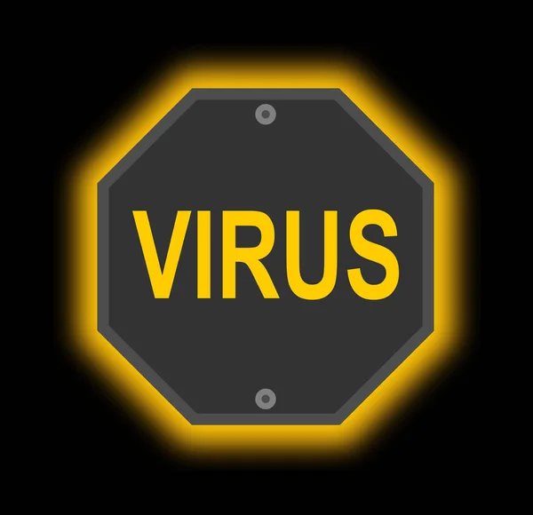 Значок Вірусу Жовтий Знак Попередження Чорному Тлі — стоковий вектор