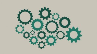 Bir düzenleme mekanizmasını temsil eden dönen dişli çark montajı - animasyon