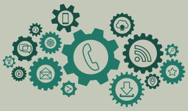 Internet iletişim ağı hizmetini temsil eden gearwheel montaj