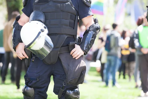 Polizist Bei Protesten Einsatz — Stockfoto