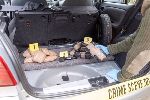 Des Paquets Drogue Introduits Clandestinement Dans Coffre Voiture — Photo