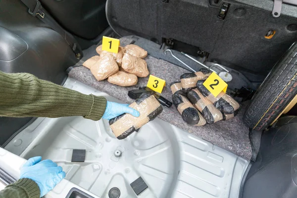 Contrabando Drogas Porta Bagagens Carro — Fotografia de Stock