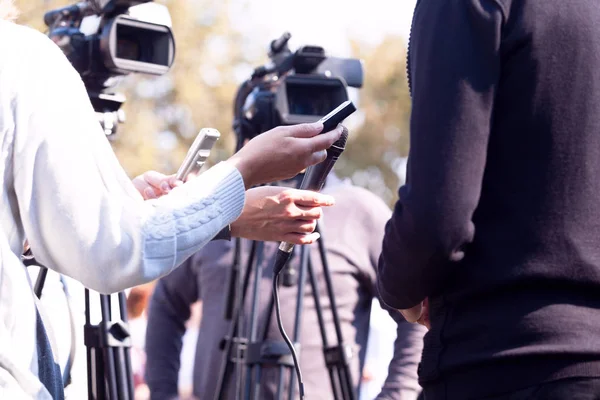 Intervju Presskonferens — Stockfoto