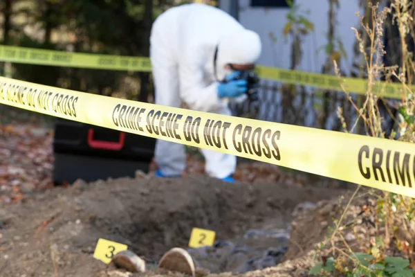 Enquête Sur Les Lieux Crime Spécialiste Des Sciences Judiciaires Travail — Photo