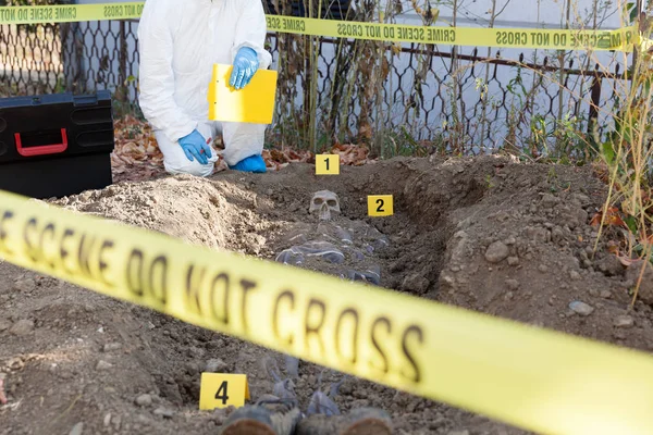 Enquête Sur Les Lieux Crime Spécialiste Des Sciences Judiciaires Travail — Photo