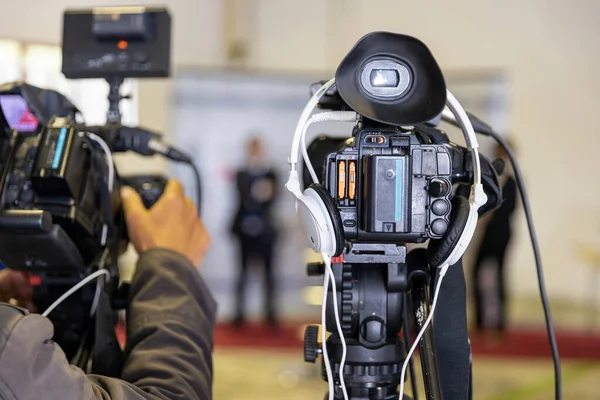 Conferenza Stampa Briefing Stampa Riprese Con Videocamera — Foto Stock