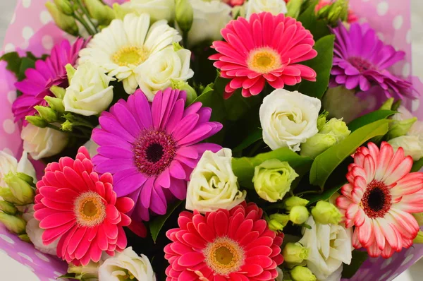 Beautiful Lovely Bouquet Flower Shop Beautiful Bouquet Colorful Flowers Packing — Stock Photo, Image