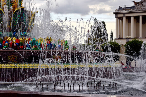 Beautiful street gold fountain in the park