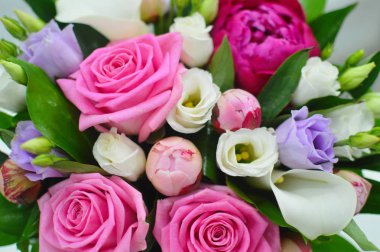 Taze çiçeklerin çiçek arka planı. Renkli çiçekler güzel buket yakın. Çiçekli tebrik kartı. Dikişsiz çiçek parlak doku.