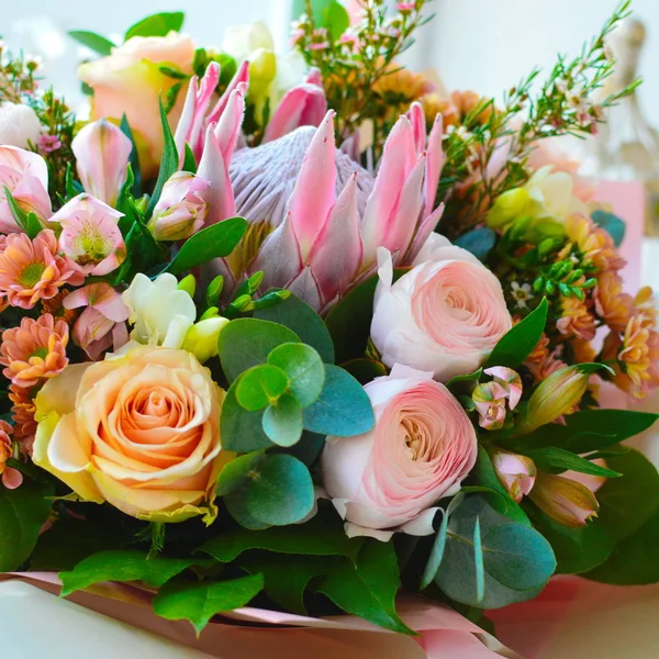 Mélange Bouquet Fleurs Été Pour Mariage — Photo