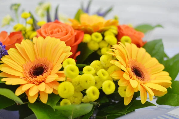 Hermoso Ramo Encantador Para Floristería Hermoso Ramo Flores Colores Embalaje — Foto de Stock