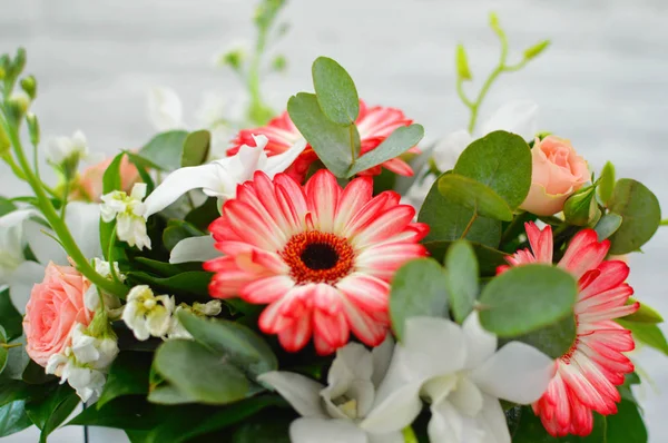 Fleur Belle Carte Voeux Bouquet Fleurs Sur Fond Blanc Avec — Photo