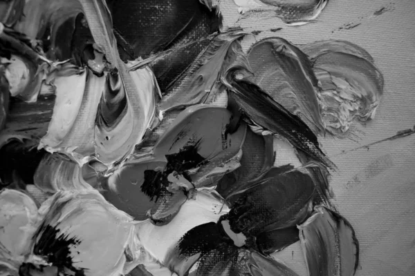 Фрагмент Олійного Живопису Намальовані Яскраві Різнокольорові Квіти Абстрактний Барвистий Фон — стокове фото