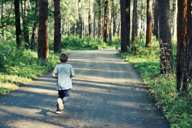 Çocuklar ormanda yürüyor..