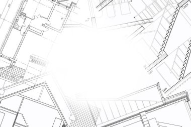 Kat planı çizimi. Mimari bina çizimi.