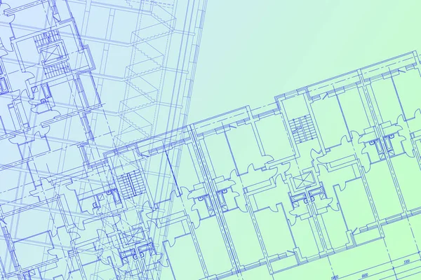 Plattegrond tekening. Architectonisch gebouw tekening. — Stockfoto