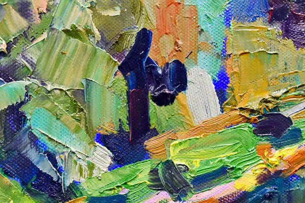 Fragment of an oil painting close-up.  Greasy brush strokes. — 图库照片