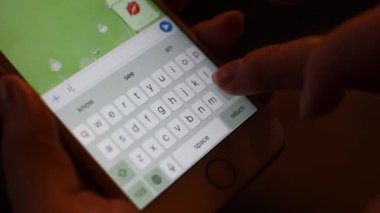 Bir kadın telefonu tutar ve sevgilisine mesaj atar. Mesajlaşmayı sev