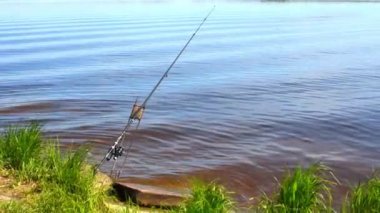 Nehirdeki güzel köle manzarası. Oltası olan tenha bir yer..