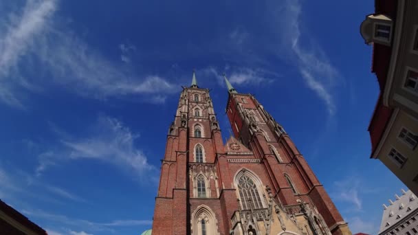 Timelapse of Saint John The Baptist Cathedral in Wroclaw. — Stock Video