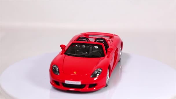 Berlin Tyskland Januari 2019 Röda Porsche Carrera Skala Modellen Sportbil — Stockvideo